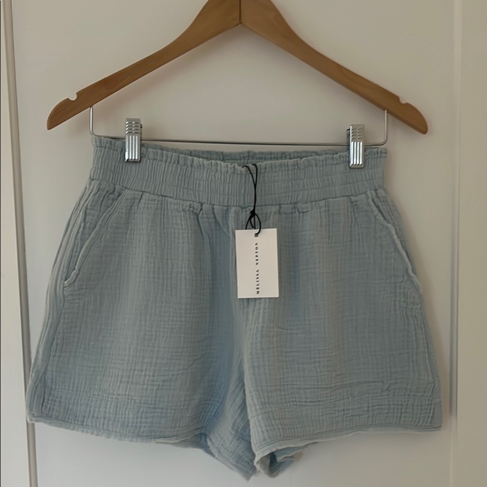 Melissa Nepton Crinkle Cotton Blue Shorts